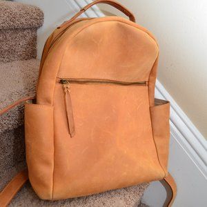Leather Backpack Able Handmade in Brazil Tan